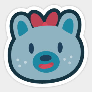 Cute Blue Bear With A Bow Sticker